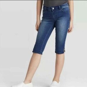 Cat & Jack Capri Jeans Girls Size S 6/6X Dark Wash Denim Stretch Slim Cropped